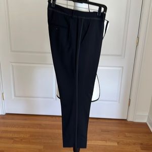 Vince New black tropical wool pant has charcoal side leg stripe & waist detail